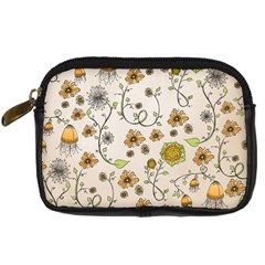Yellow Whimsical Flowers  Digital Camera Leather Case from UrbanLoad.com Front