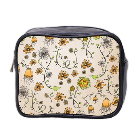 Yellow Whimsical Flowers  Mini Travel Toiletry Bag (Two Sides) from UrbanLoad.com Front