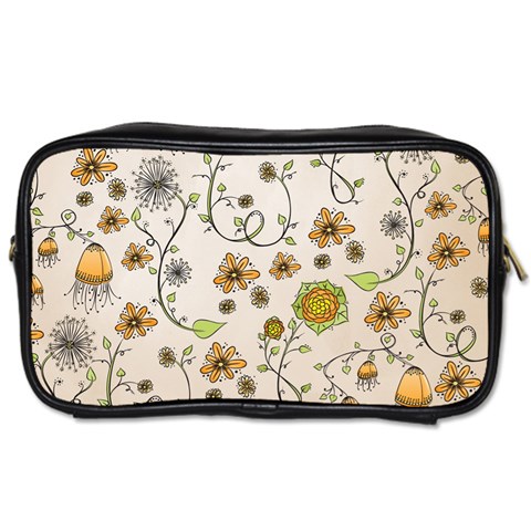 Yellow Whimsical Flowers  Travel Toiletry Bag (Two Sides) from UrbanLoad.com Front