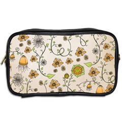 Yellow Whimsical Flowers  Travel Toiletry Bag (Two Sides) from UrbanLoad.com Back