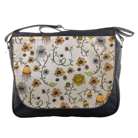 Yellow Whimsical Flowers  Messenger Bag from UrbanLoad.com Front