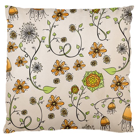 Yellow Whimsical Flowers  Large Cushion Case (Two Sided)  from UrbanLoad.com Front