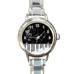 Whimsical Piano keys and music notes Round Italian Charm Watch