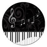 Whimsical Piano keys and music notes Magnet 5  (Round)