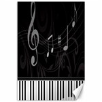 Whimsical Piano keys and music notes Canvas 12  x 18 