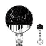 Whimsical Piano keys and music notes Stainless Steel Nurses Watch
