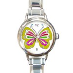 Color Butterfly  Round Italian Charm Watch