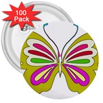 Color Butterfly  3  Button (100 pack)