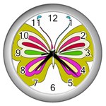 Color Butterfly  Wall Clock (Silver)