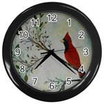 Sweet Red Cardinal Wall Clock (Black)