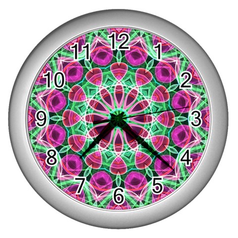 Flower Garden Wall Clock (Silver) from UrbanLoad.com Front