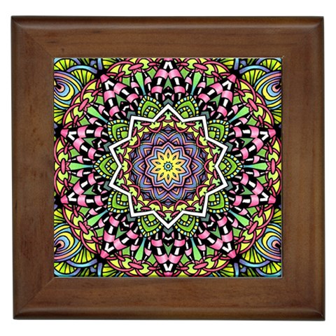 Psychedelic Leaves Mandala Framed Ceramic Tile from UrbanLoad.com Front
