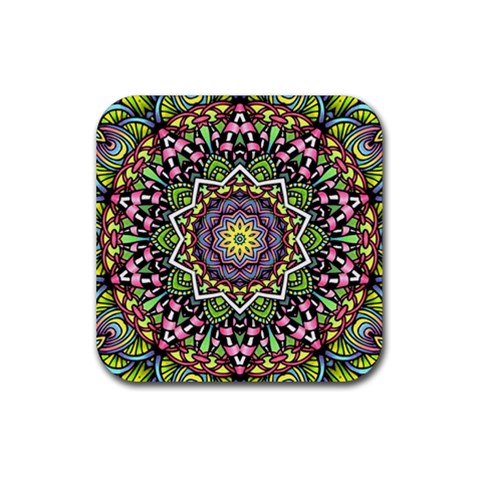 Psychedelic Leaves Mandala Drink Coaster (Square) from UrbanLoad.com Front