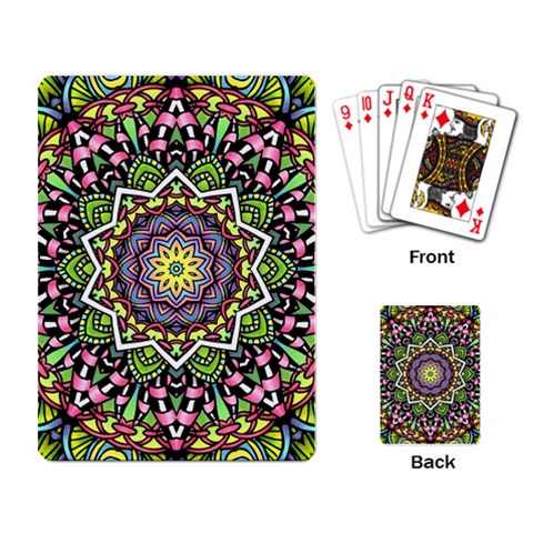 Psychedelic Leaves Mandala Playing Cards Single Design from UrbanLoad.com Back