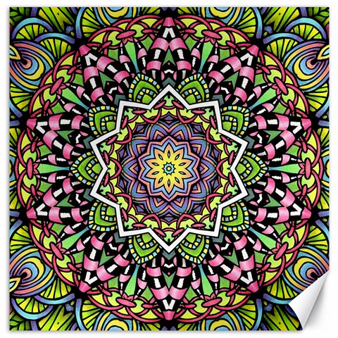 Psychedelic Leaves Mandala Canvas 12  x 12  (Unframed) from UrbanLoad.com 11.4 x11.56  Canvas - 1