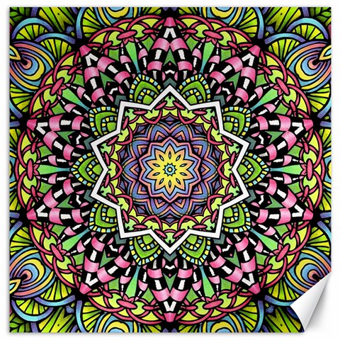 Psychedelic Leaves Mandala Canvas 16  x 16  (Unframed) from UrbanLoad.com 15.2 x15.41  Canvas - 1