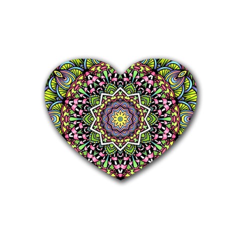 Psychedelic Leaves Mandala Drink Coasters (Heart) from UrbanLoad.com Front