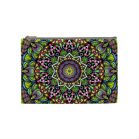 Psychedelic Leaves Mandala Cosmetic Bag (Medium) from UrbanLoad.com Front