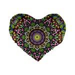 Psychedelic Leaves Mandala 16  Premium Heart Shape Cushion 