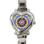 Rainbow Glass Heart Italian Charm Watch 