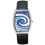 Abstract Waves Tonneau Leather Watch