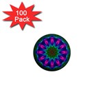 Star Of Leaves, Abstract Magenta Green Forest 1  Mini Button Magnet (100 pack)