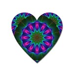 Star Of Leaves, Abstract Magenta Green Forest Magnet (Heart)