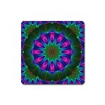 Star Of Leaves, Abstract Magenta Green Forest Magnet (Square)