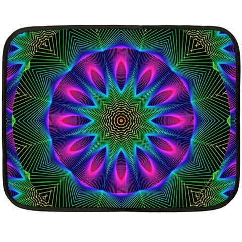 Star Of Leaves, Abstract Magenta Green Forest Mini Fleece Blanket (Two Sided) from UrbanLoad.com 35 x27  Blanket Front