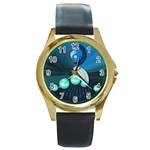 Communication Round Gold Metal Watch