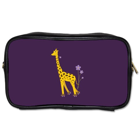 Purple Roller Skating Cute Cartoon Giraffe Travel Toiletry Bag (Two Sides) from UrbanLoad.com Front