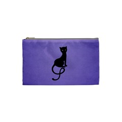 Purple Gracious Evil Black Cat Cosmetic Bag (Small) from UrbanLoad.com Front