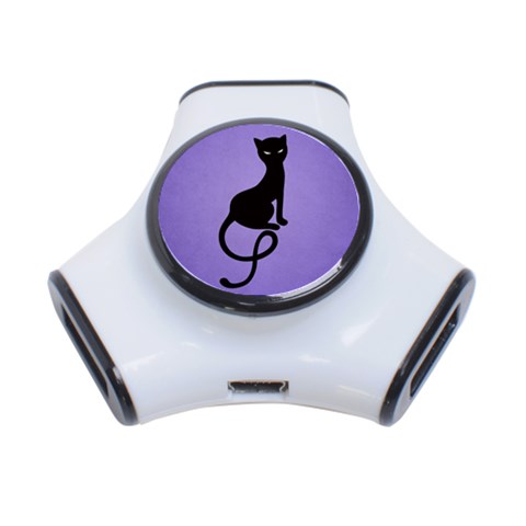 Purple Gracious Evil Black Cat 3 Port USB Hub from UrbanLoad.com Front