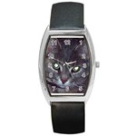 Cat With Glowing Eyes Barrel Style Metal Watch