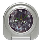 Cat With Glowing Eyes Travel Alarm Clock