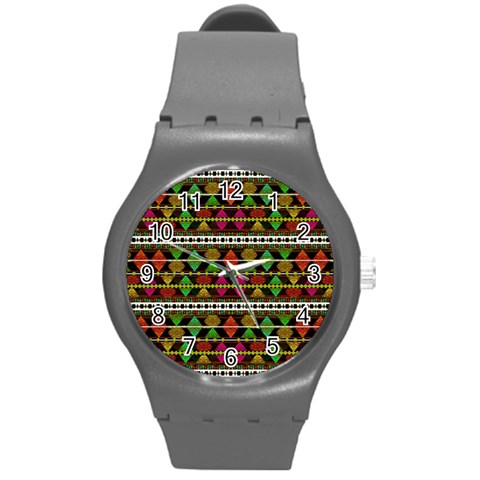 Aztec Style Pattern Plastic Sport Watch (Medium) from UrbanLoad.com Front
