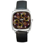 Luxury Futuristic Ornament Square Leather Watch