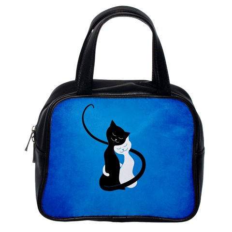 Blue White And Black Cats In Love Classic Handbag (One Side) from UrbanLoad.com Front