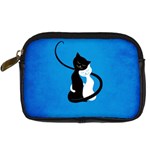 Blue White And Black Cats In Love Digital Camera Leather Case