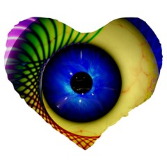 Eerie Psychedelic Eye 19  Premium Heart Shape Cushion from UrbanLoad.com Front