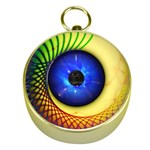 Eerie Psychedelic Eye Gold Compass
