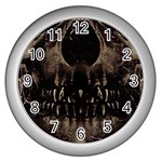 Skull Poster Background Wall Clock (Silver)