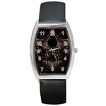Skull Poster Background Tonneau Leather Watch