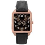 Skull Poster Background Rose Gold Leather Watch 