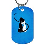 Blue White And Black Cats In Love Dog Tag (One Sided)