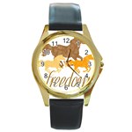 i love horses-10 Round Gold Metal Watch