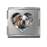 English Bulldog Mega Link Heart Italian Charm (18mm)
