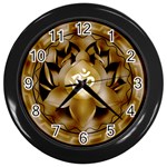 OM Lotus Wall Clock (Black with 12 black numbers)