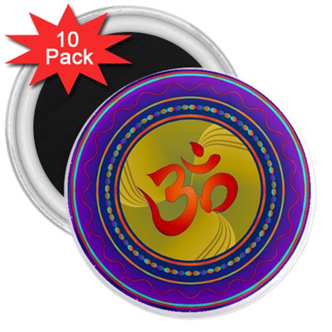 OM mandala 3  Magnet (10 pack) from UrbanLoad.com Front