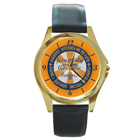 Round Gold Metal Watch Front